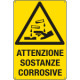 Cartello pericolo attenzione sostanze corrosive EN ISO 7010
