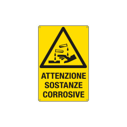 Cartello pericolo attenzione sostanze corrosive EN ISO 7010