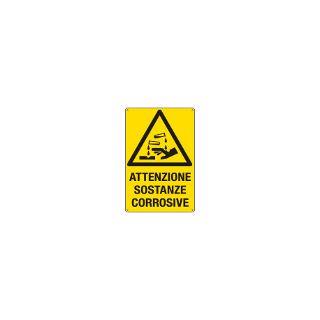 Cartello pericolo attenzione sostanze corrosive EN ISO 7010