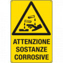 Cartello pericolo attenzione sostanze corrosive EN ISO 7010