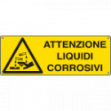 Cartello pericolo attenzione liquidi corrosivi EN ISO 7010