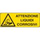 Etichetta adesiva attenzione liquidi corrosivi EN ISO 7010