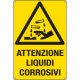 Cartello pericolo attenzione liquidi corrosivi EN ISO 7010