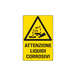 Cartello pericolo attenzione liquidi corrosivi EN ISO 7010