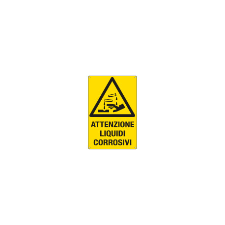Cartello pericolo attenzione liquidi corrosivi EN ISO 7010