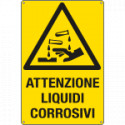 Cartello pericolo attenzione liquidi corrosivi EN ISO 7010