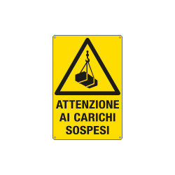 Cartello pericolo attenzione carichi sospesi EN ISO 7010