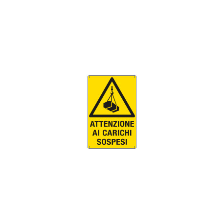 Cartello pericolo attenzione carichi sospesi EN ISO 7010
