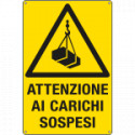 Cartello pericolo attenzione carichi sospesi EN ISO 7010