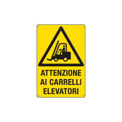 Cartello pericolo attenzione carrelli elevatori EN ISO 7010