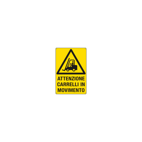 Cartello pericolo attenzione carrelli in movimento EN ISO 7010