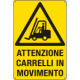 Cartello pericolo attenzione carrelli in movimento EN ISO 7010