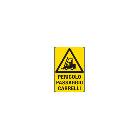 Cartello pericolo passaggio carrelli EN ISO 7010