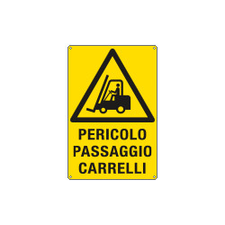 Cartello pericolo passaggio carrelli EN ISO 7010