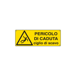 Cartello pericolodi caduta ciglio di scavo EN ISO 7010