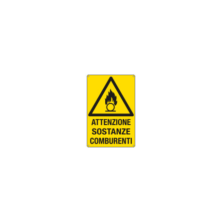 Cartello pericolo attenzione sostanze comburenti EN ISO 7010