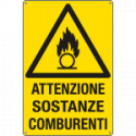 Cartello pericolo attenzione sostanze comburenti EN ISO 7010