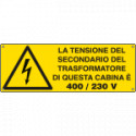 Etichetta la tensione del secondario della cabina. . . EN ISO 7010