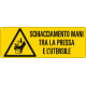 Cartello pericolo schiacciam. mani tra pressa e utensili EN ISO 7010