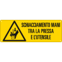 Cartello pericolo schiacciam. mani tra pressa e utensili EN ISO 7010