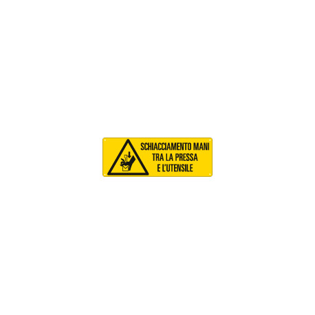 Etichetta pericolo schiacciam. mani tra pressa e utensili EN ISO 7010
