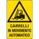 Cartello pericolo carrelli in movimento automatico EN ISO 7010