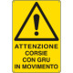Cartello pericolo attenzione corsie con gru movimento EN ISO 7010
