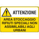 Cartello pericolo AREA STOCCAGGIO RIFIUTI SPECIALI EN ISO 7010
