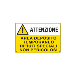Cartello AREA DEPOSITO TEMPORANEO RIFIUTI SPECIALI EN ISO 7010