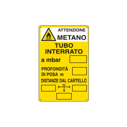 Cartello tubo interrato attenzione metano EN ISO 7010