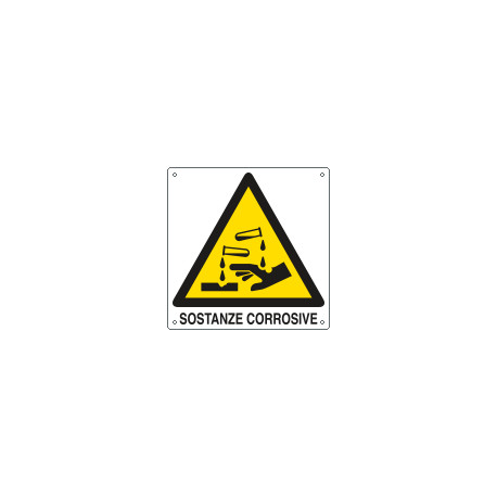 Cartello pericolo sostanze corrosive EN ISO 7010