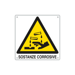 Cartello pericolo sostanze corrosive EN ISO 7010
