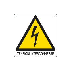 Cartello pericolo tensioni interconnesse EN ISO 7010