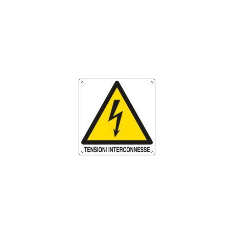 Etichetta adesiva pericolo tensioni interconnesse EN ISO 7010