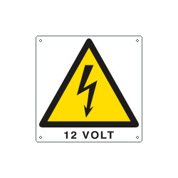 Etichetta pvc autoadesivo pericolo 12 volt EN ISO 7010