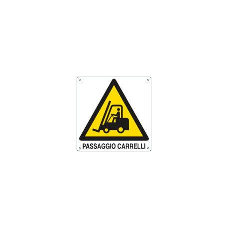 Cartello pericolo passaggio carrelli EN ISO 7010