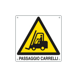 Cartello pericolo passaggio carrelli EN ISO 7010