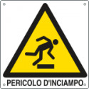 Cartello pericolo pericolo d'inciampo EN ISO 7010
