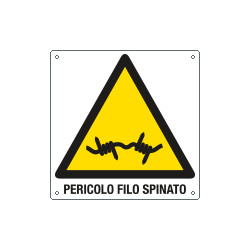 Cartello pericolo filo spinato EN ISO 7010