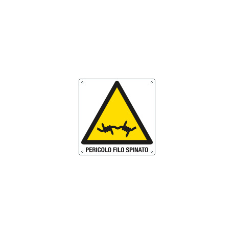 Cartello pericolo filo spinato EN ISO 7010