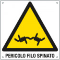 Cartello pericolo filo spinato EN ISO 7010