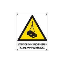 Cartello pericolo carichi sospesi carro ponte EN ISO 7010
