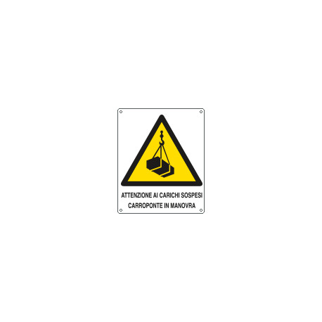 Cartello pericolo carichi sospesi carro ponte EN ISO 7010