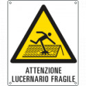 Etichetta pericolo lucernaio fragile EN ISO 7010