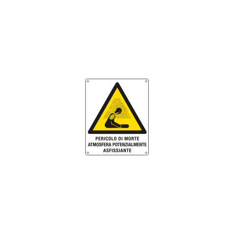 Cartello pericolo morte atmosfera potenzialmente asfissiante ISO 7010