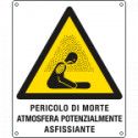 Cartello pericolo morte atmosfera potenzialmente asfissiante ISO 7010
