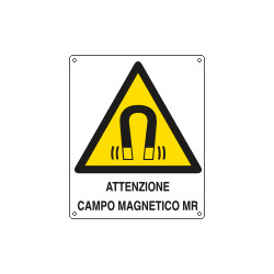 Cartello pericolo attenzione campo magnetico EN ISO 7010