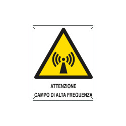 Cartello pericolo attenzione campo di alta frequenza EN ISO 7010