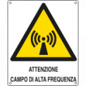 Cartello pericolo attenzione campo di alta frequenza EN ISO 7010