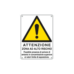 Cartello pericolo attenzione zona rischio AMIANTO EN ISO 7010
